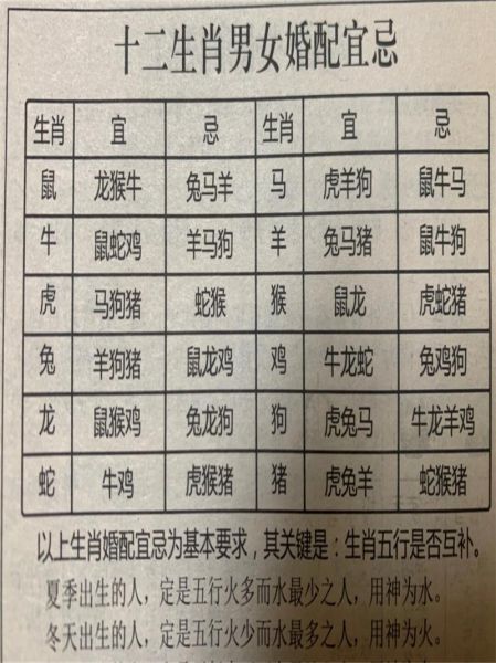 生肖男女最佳配偶属相(生肖男女最佳配偶属相配对表)