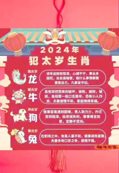 2024合太岁生肖属相（2024年犯太岁生肖有哪些？新手速查表）