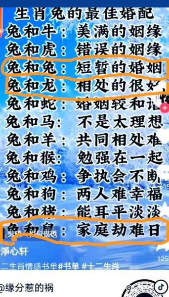 生肖兔的婚姻属相（生肖兔婚姻最佳属相是谁？）