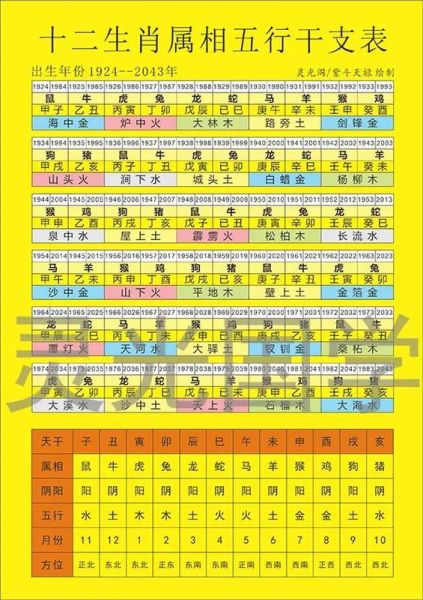 十二生肖属相五行排列图（十二生肖五行对照图表超全攻略）