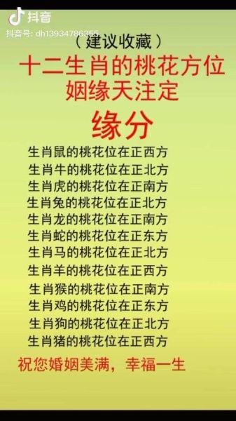 十二生肖属相桃花星座（十二生肖桃花位对照表查询）