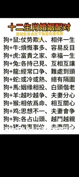 生肖狗属相婚姻配对（生肖狗婚姻配对大全表）