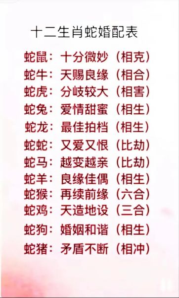 属相蛇匹配生肖是什么（属相蛇最配生肖有哪些）